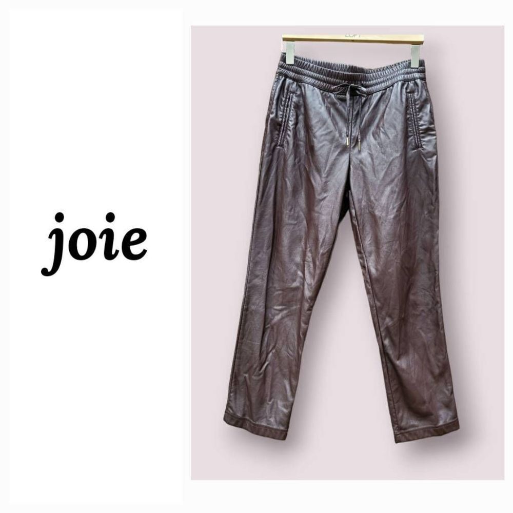 Joie vegan leather straight leg pants with drawstring medium